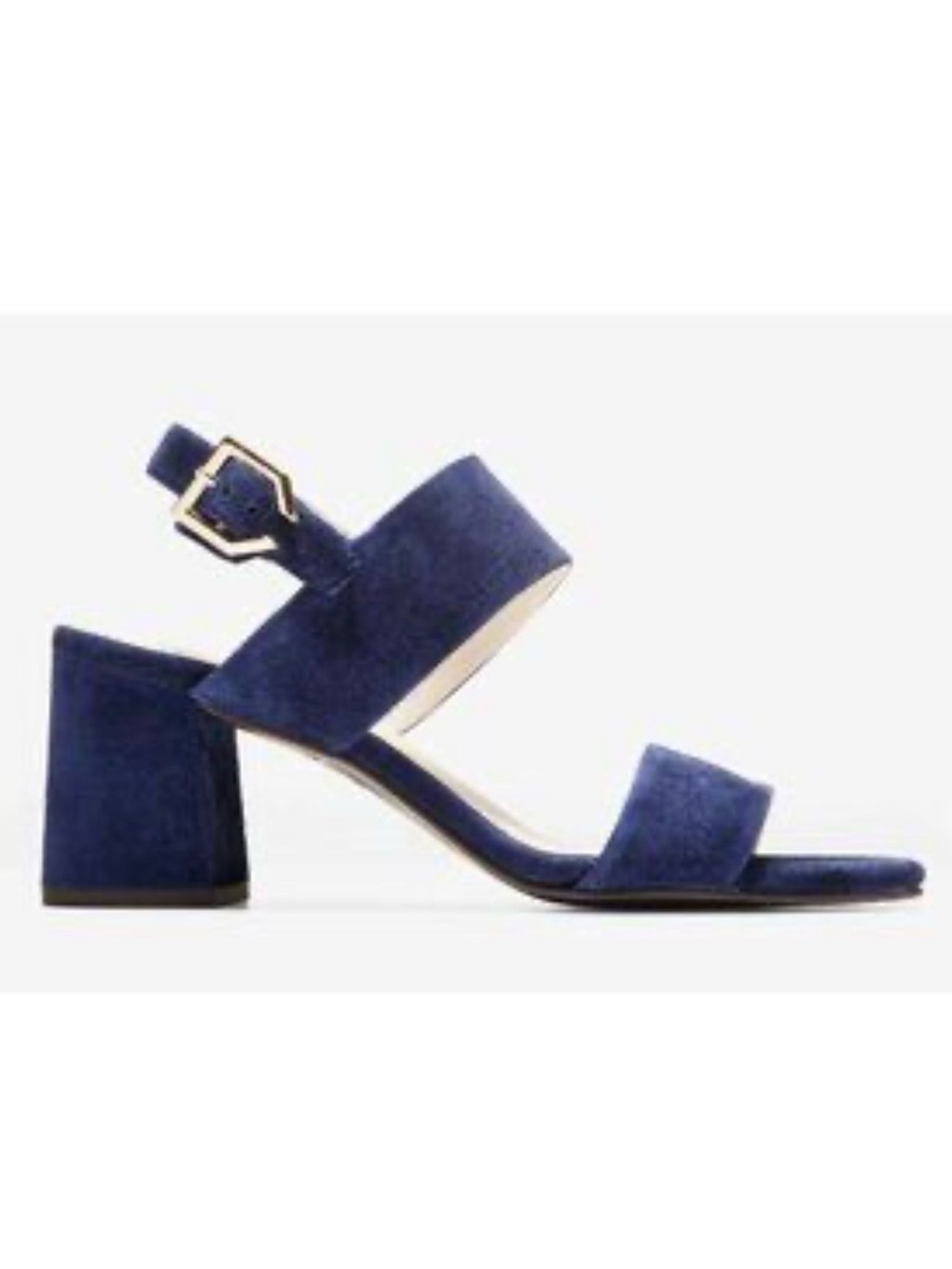 Cole Haan Blue/Navy Suede Chunky Heel Sandals